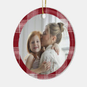 Family Photo Red Plaid Christmas Ornament (Links)