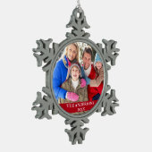 Family Photo Red Tin Sneeuwvlok Ornament (Links)