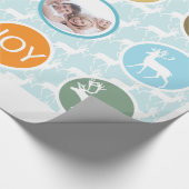 Family Photo Reindeer Kerstmis Merry Bright Cadeaupapier (Hoek)