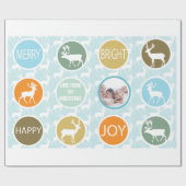 Family Photo Reindeer Kerstmis Merry Bright Cadeaupapier (Vlak)