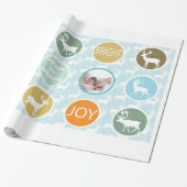Family Photo Reindeer Kerstmis Merry Bright Cadeaupapier (Uitgerold)