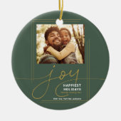 Family Photo Script Joy Kerstfeestdag Keramisch Ornament (Voorkant)