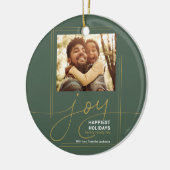 Family Photo Script Joy Kerstfeestdag Keramisch Ornament (Links)