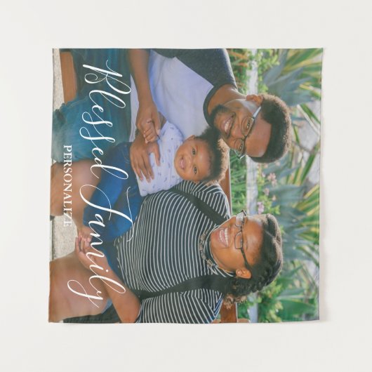 Family Photo Square Tapestry Wandkleed (Voorkant (horizontaal))