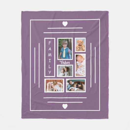 Family Photo Tree Paars Fleece Deken (Voorkant)