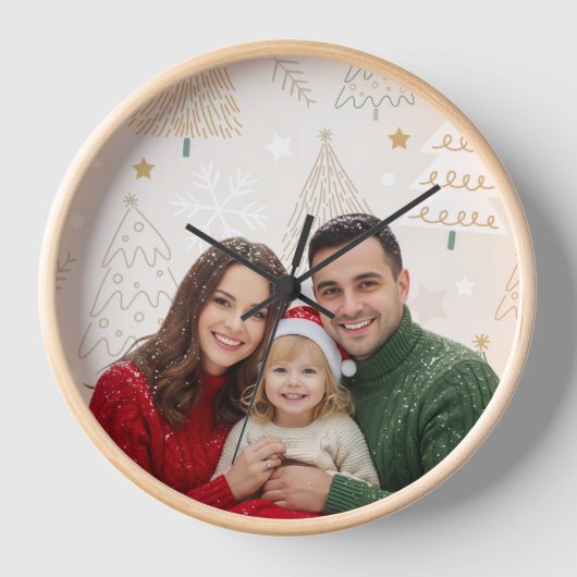 ❄️ Family Photo Wall Clock — Holiday Decor ❄️ (Voorkant)