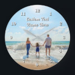 Family Photo Wall Clock Personalized Text Name Grote Klok<br><div class="desc">Custom Photo and Text Clocks - Unique Your Own Design - Personalized Family / Mom / Dad / Kids / Friends or Personal Clock Photo Gifts - Add Your Photo and Text / Name - Resize and move or remove and add elements with Customization tool ! Choose Fonts / Size...</div>
