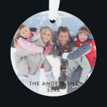 Family Photo White Ribbon Ornament<br><div class="desc">Family Photo Ornament</div>