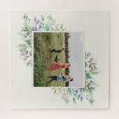 Family Photo Winter Waterverf Florals Custom Legpuzzel (Horizontaal)