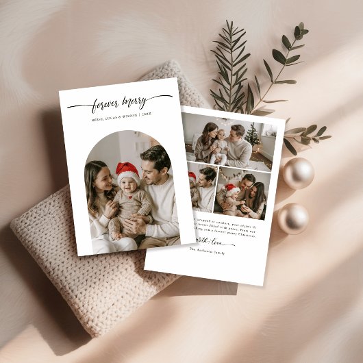 Family Photo With Baby Forever Merry Christmas Feestdagenkaart