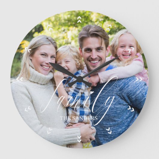 Family Photo with Modern Script Typography Grote Klok (Voorkant)