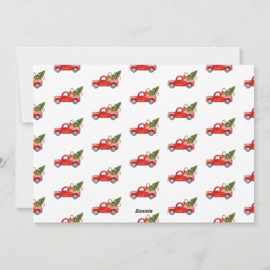 Family Photo Wonderful Time Red Kersttruck Feestdagenkaart (Achterkant)