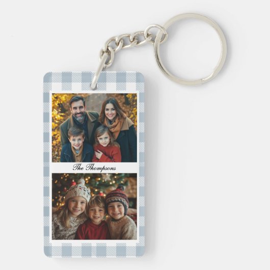 Family Photos Blue Modern Scripture Sleutelhanger (achterkant)