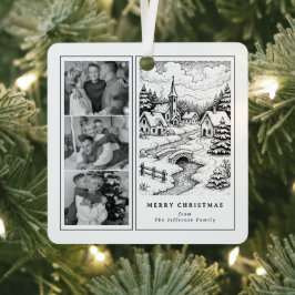 Family Photos Christmas  Village in Winter Metalen Ornament