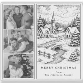 Family Photos Christmas  Village in Winter Sticker