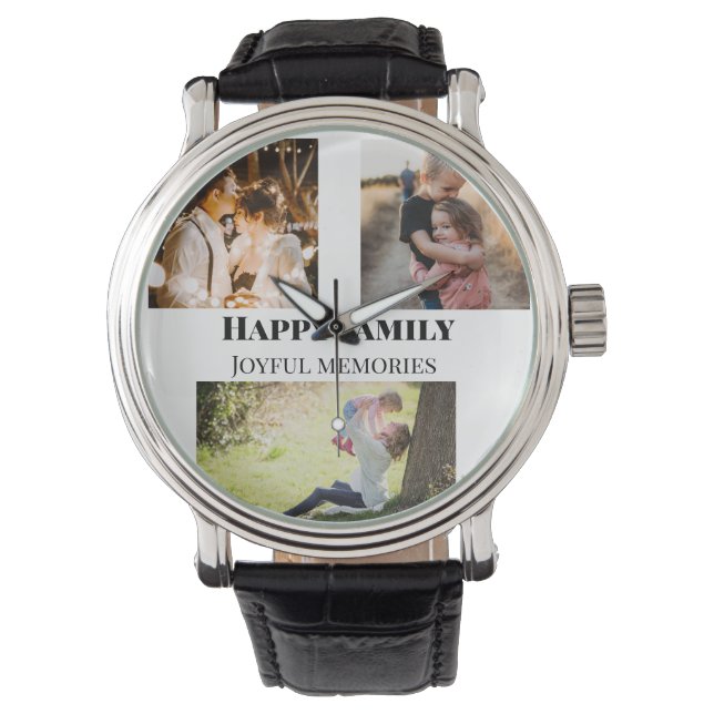 Family Photos Memories Voeg familienaam toe afbeel Horloge (Voorkant)