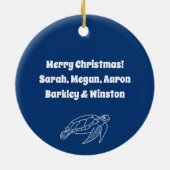 Family Photos Sea Turtle Navy Blue Keramisch Ornament (Achterkant)