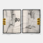 Family Photos with Borders and Sunflowers Theedoek (Horizontaal)