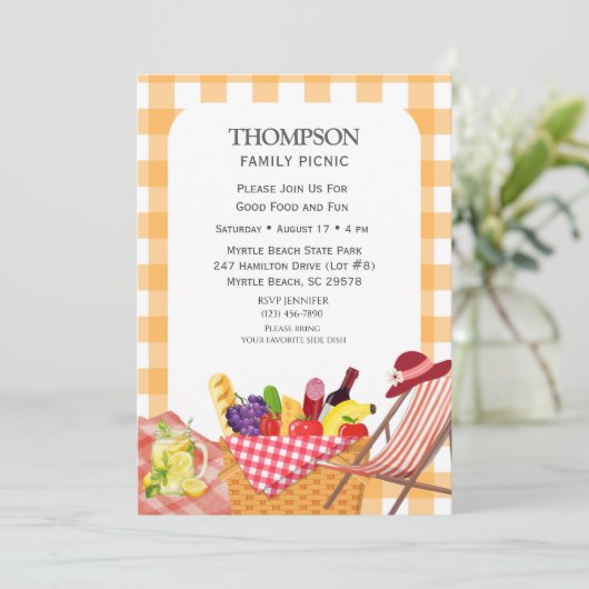 Family Picnic Barbecue Cookout Grilling Kaart (Staand voorkant)