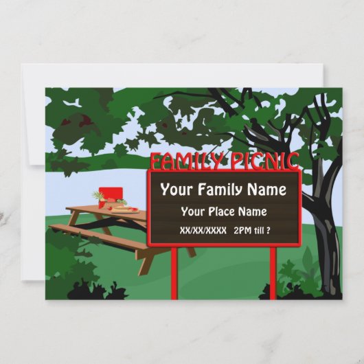 Family Picnic Park Landscape Invitation Kaart (Voorkant)