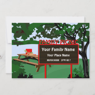 Family Picnic Park Landscape Invitation Kaart