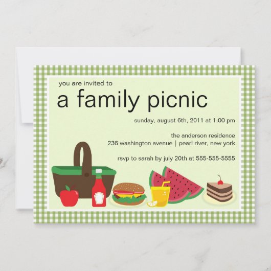 Family Picnic Summer BBQ Bash Party Invitation Kaart (Voorkant)