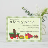 Family Picnic Summer BBQ Bash Party Invitation Kaart (Staand voorkant)