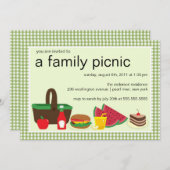 Family Picnic Summer BBQ Bash Party Invitation Kaart (Voorkant / Achterkant)