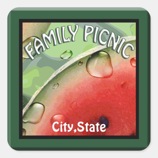 Family Picnic Watermelon Name Tag Sticker (Voorkant)