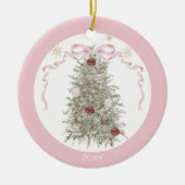 Family Pink Christmas Photo Keramisch Ornament (Voorkant)