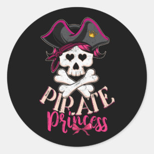 Family Pirate Princess Funny Crossbones Jolly Roge Ronde Sticker