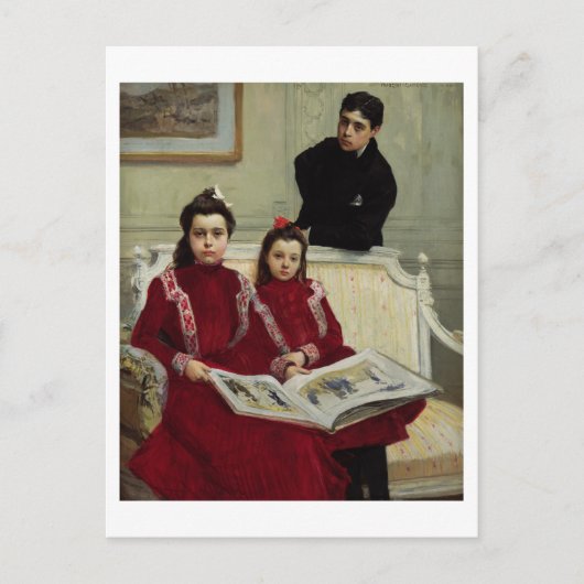 Family Portrait of a Boy and his Two Sisters, 1900 Briefkaart (Voorkant)