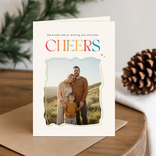 Family Portrait Photo Retro Christmas Folded Feestdagen Kaart