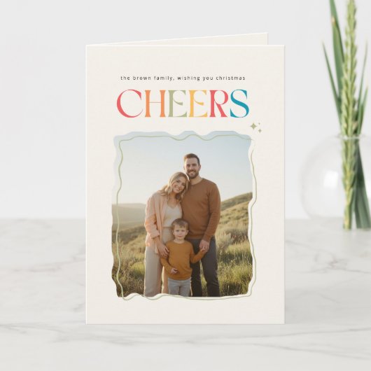 Family Portrait Photo Retro Christmas Folded Feestdagen Kaart (Voorkant)