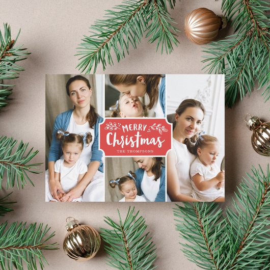 Family Portret Holiday 4-fotokaart Feestdagenkaart