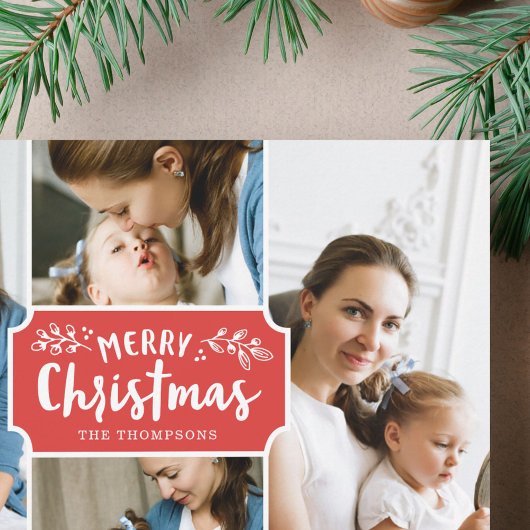 Family Portret Holiday 4-fotokaart Feestdagenkaart