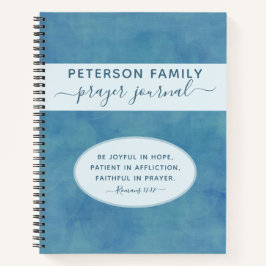 Family Prayer Journal gepersonaliseerde blauwe lap Notitieboek