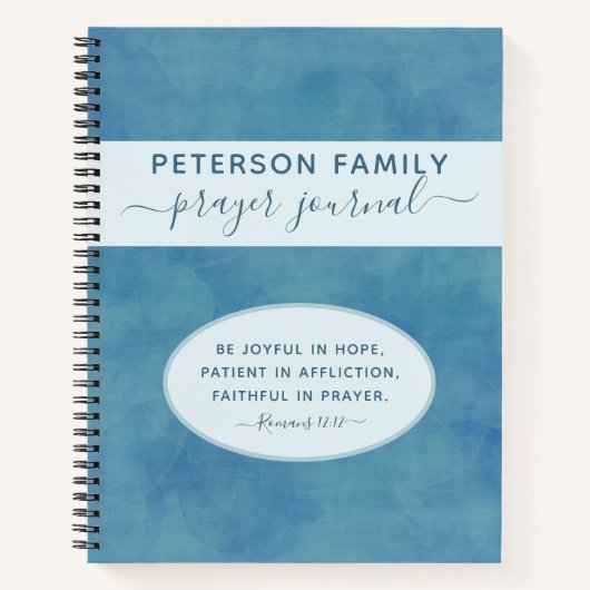 Family Prayer Journal gepersonaliseerde blauwe lap Notitieboek (Voorkant)