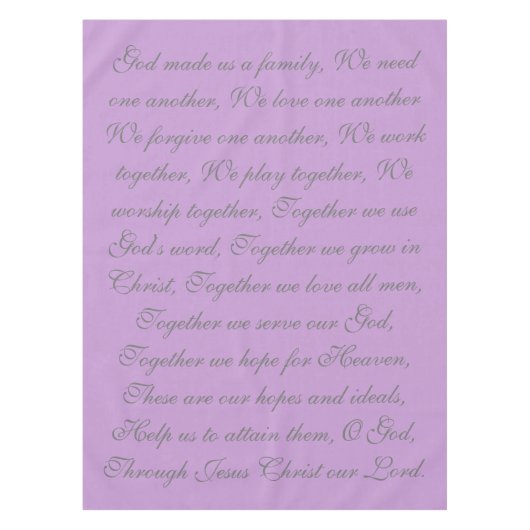 Family Prayer Tablecloth Tafelkleed (Voorkant)