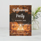 Family Pumpkin Carving Party Invitation  Halloween Kaart (Staand voorkant)