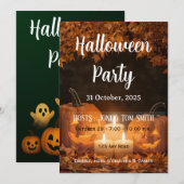 Family Pumpkin Carving Party Invitation  Halloween Kaart (Voorkant / Achterkant)