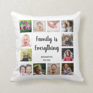 Family Quote 12 Photo Collage Kussen