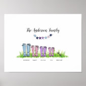 Family rain boot personalised elegant gift poster (Voorkant)