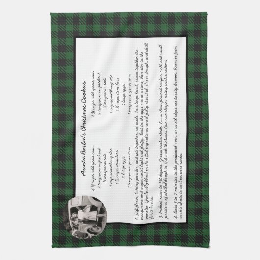 Family Recipe Green Gingham Holiday  Foto Theedoek (Verticaal)
