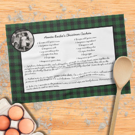 Family Recipe Green Gingham Holiday Foto Theedoek