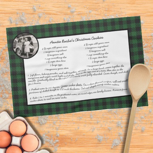 Family Recipe Green Gingham Holiday  Foto Theedoek