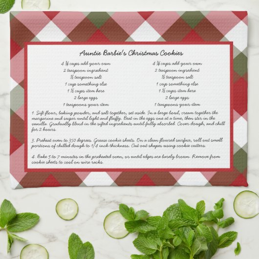 Family Recipe Keepomwille Red Green Play Holiday Theedoek (Gevouwen)