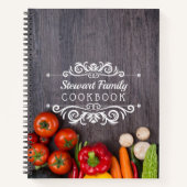 Family Recipes Cookbook Rustic Wood Personalized Notitieboek (Voorkant)