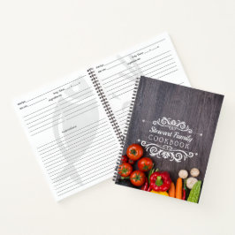 Family Recipes Cookbook Rustic Wood Personalized Notitieboek