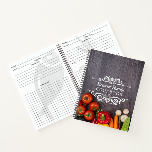 Family Recipes Cookbook Rustic Wood Personalized Notitieboek (Binnen)